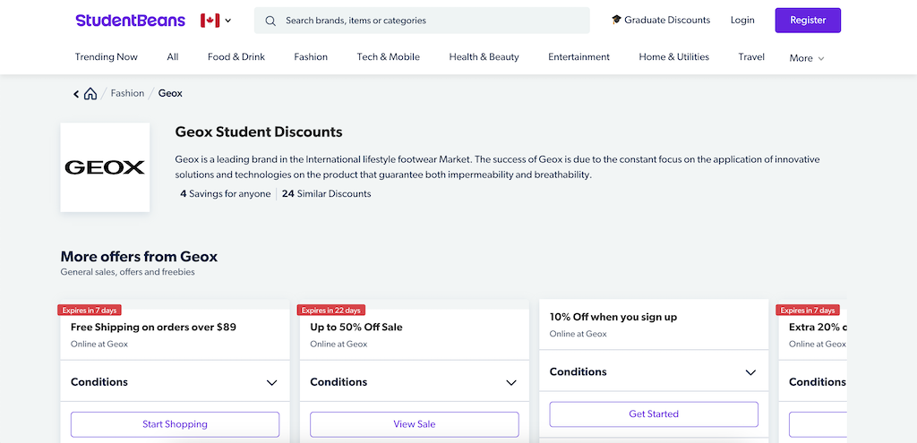 GEOX StudentDiscount