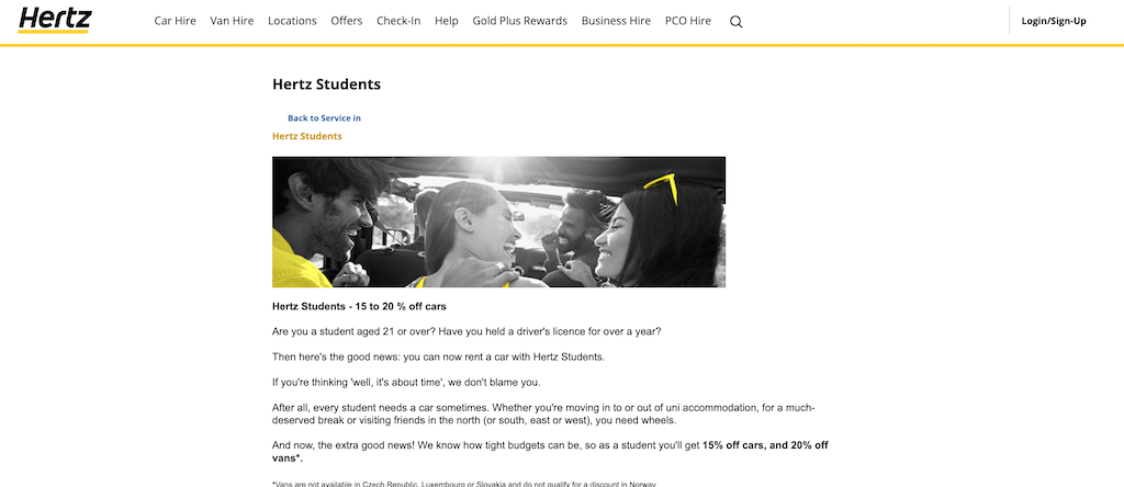 Hertz Student Discount